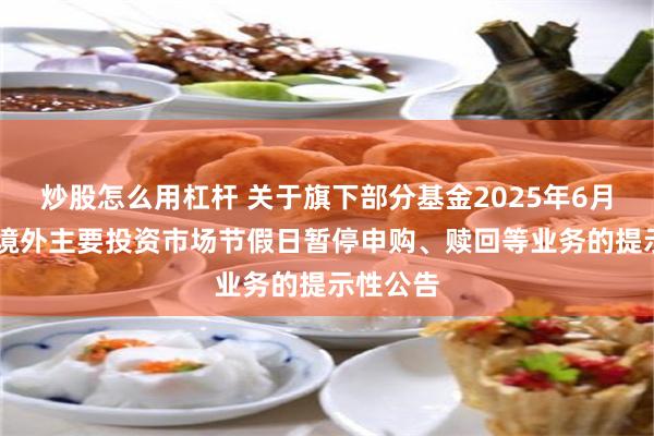炒股怎么用杠杆 关于旗下部分基金2025年6月19日因境外主要投资市场节假日暂停申购、赎回等业务的提示性公告